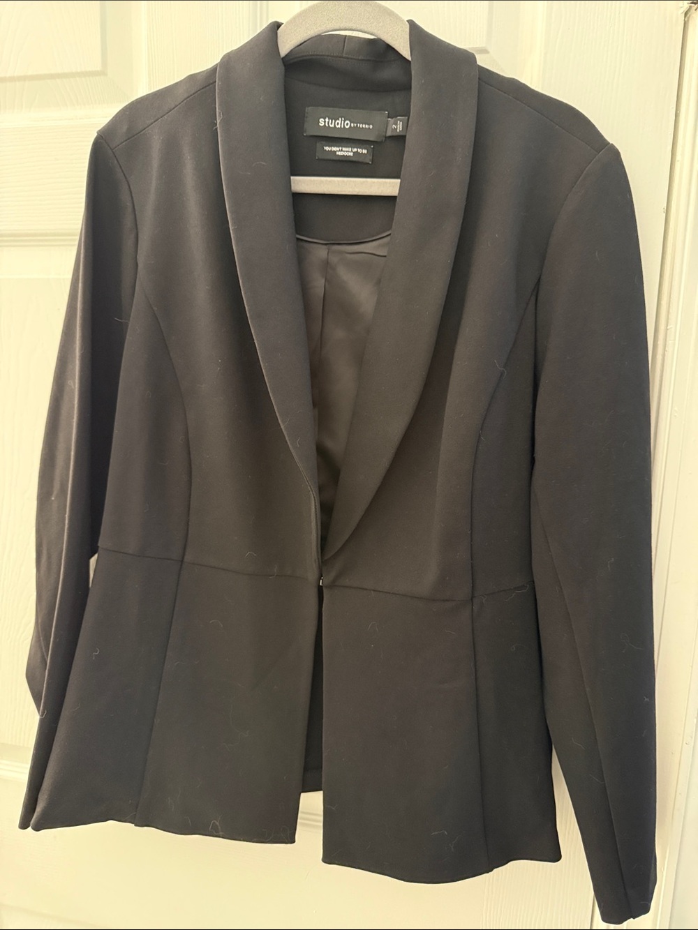 Studio I Black Shawl-Collar Tailored Peplum Blazer 2X